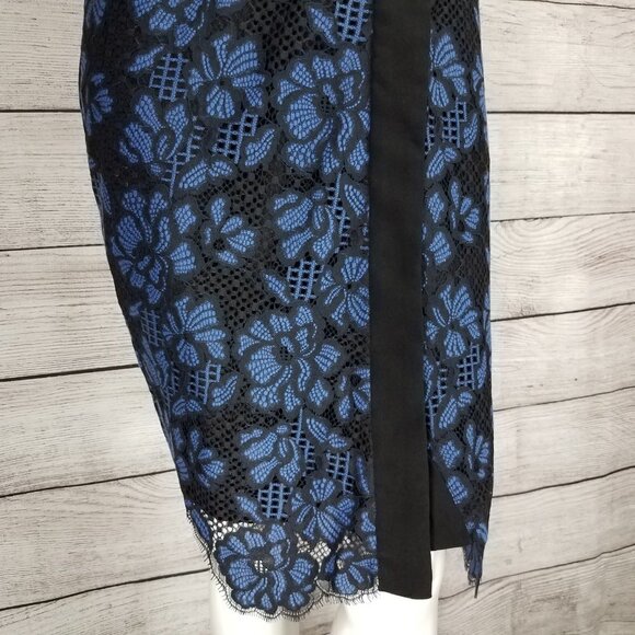 NEW Harlyn L Two Tone Lace Cocktail Sheath Dress Surplice Neck - Picture 5 of 14